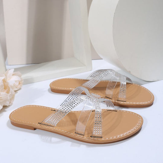 Damen Glamouröse Zehentrenner-Sandalen mit funkelnden Akzenten EB