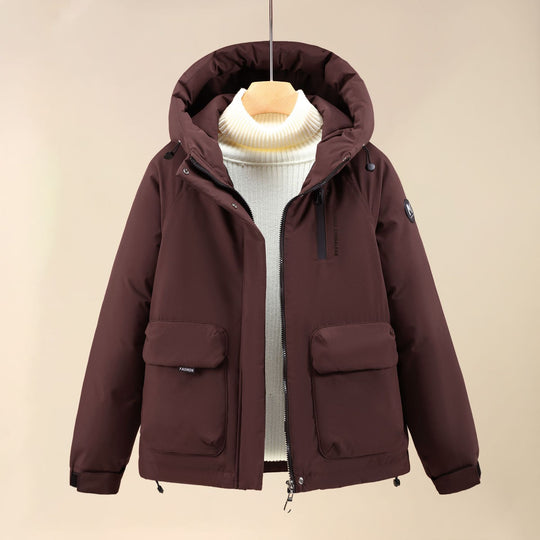 Damen Isolierte Outdoorjacke mit voluminösem Kapuzenkragen und praktischen Taschen EB