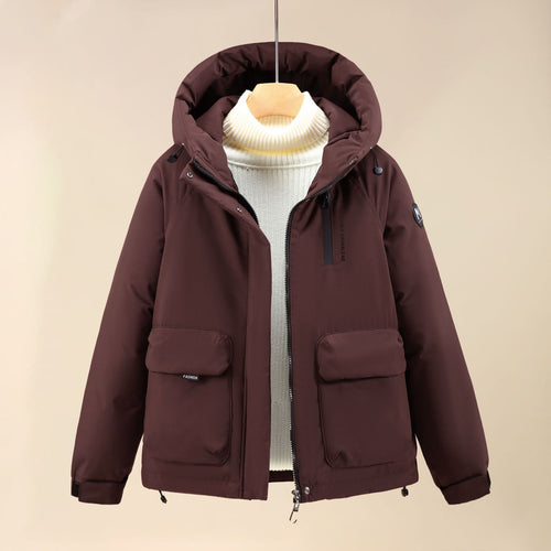 Damen Isolierte Outdoorjacke mit voluminösem Kapuzenkragen und praktischen Taschen EB