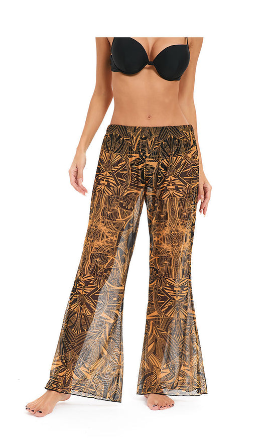 Damen Leggings aus luftiger, transparenter Stoffqualität mit exotischem Muster EB