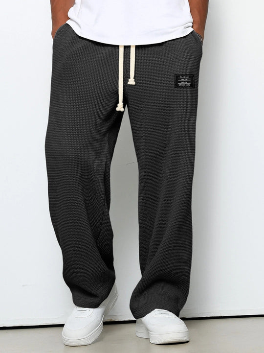 Herren nan lässige Waffelstruktur Lounge-Hose mit Kordelzug, elastischem Bund und weiter Passform EB