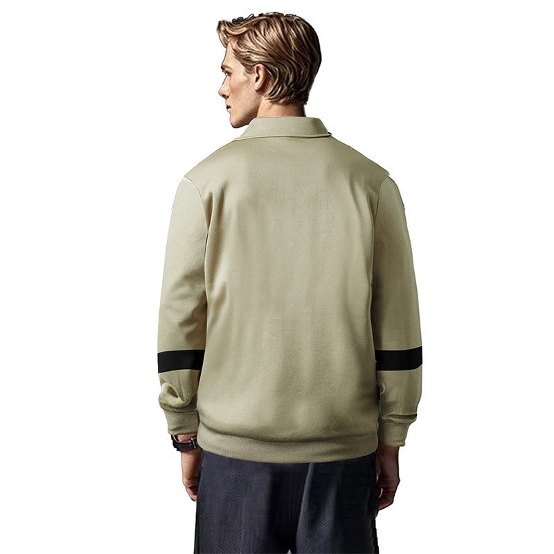 Herren sportlicher Langarm-Polo mit modernem Design und Kontrastärmel EB