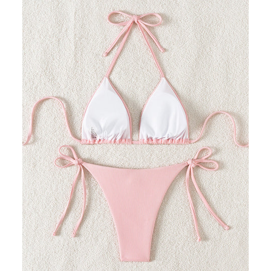 Damen Triangel-Bikini mit verstellbaren Riemen und raffinierten Details EB