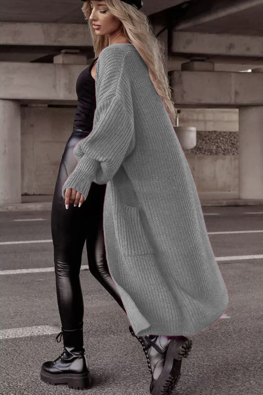 Damen Grobstrick-Cardigan mit tiefen Taschen und lässigem Oversized-Schnitt EB