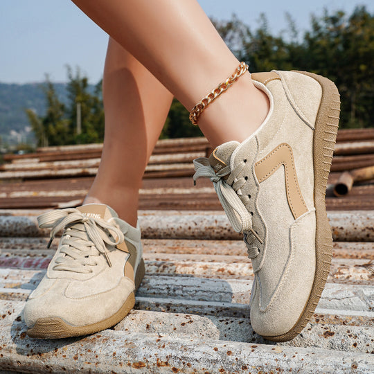 Damen Veloursleder-Optik Casual-Sneaker mit ergonomischer Komfortsohle EB
