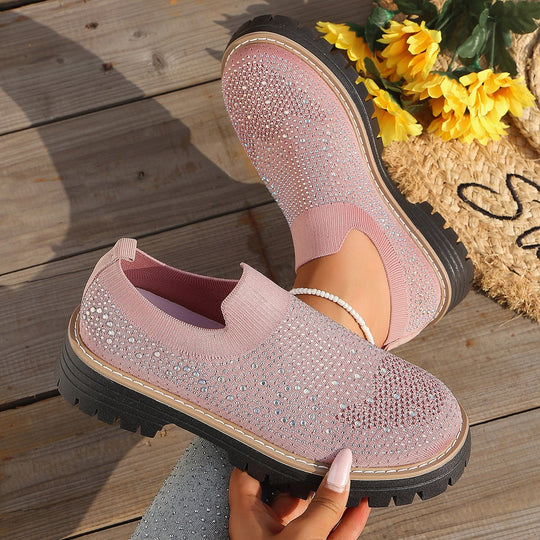 Damen Glitzernde Slip-On Sneakers mit komfortablem Fußbett EB