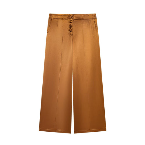 Damen elegante Culotte-Hose mit Knopfdetails und hohem Bund EB