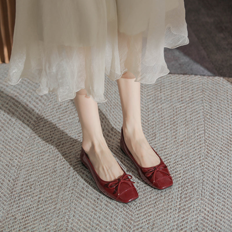 Damen elegante Ballerinas mit dekorativer Schleifenverzierung EB