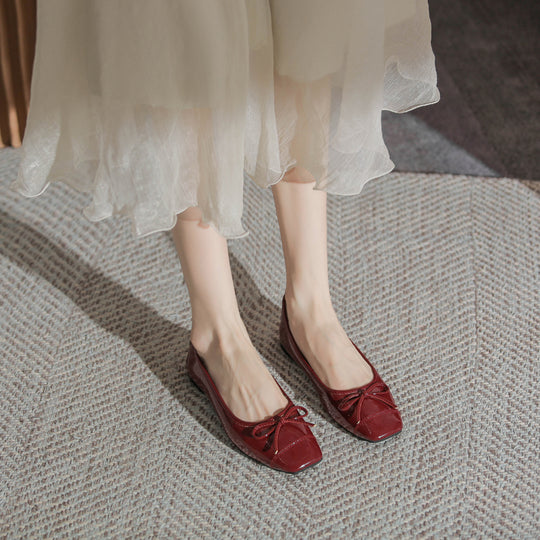 Damen elegante Ballerinas mit dekorativer Schleifenverzierung EB