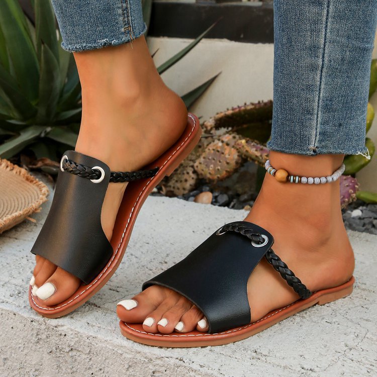 Damen Freizeitsandalen mit geflochtenem Riemen-Design und robustem Fußbett EB