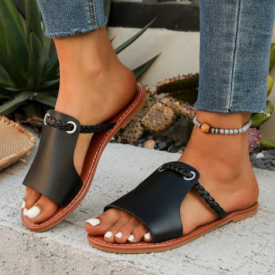 Damen Freizeitsandalen mit geflochtenem Riemen-Design und robustem Fußbett EB