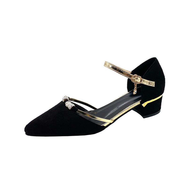 Damen Slingback-Pumps mit funkelnden Strassapplikationen und elegantem Blockabsatz EB
