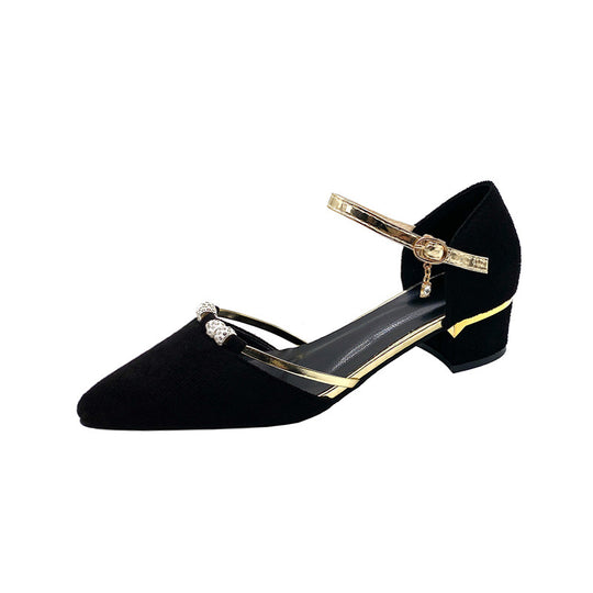 Damen Slingback-Pumps mit funkelnden Strassapplikationen und elegantem Blockabsatz EB