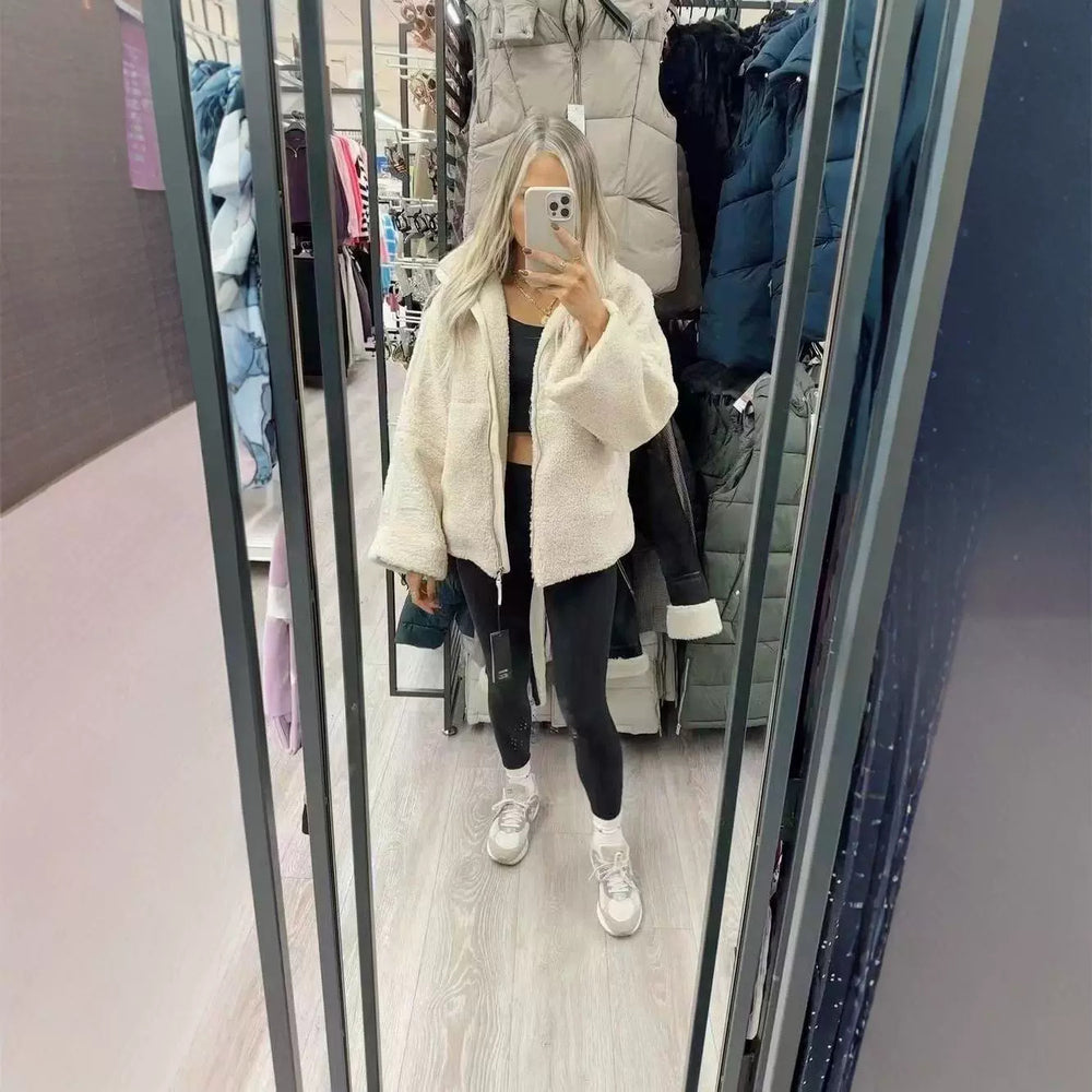 Damen Fleecejacke mit hohem Kragen und praktischen Taschen EB