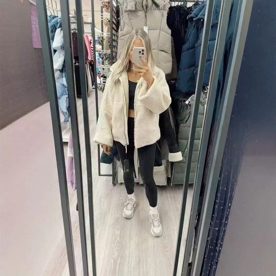 Damen Fleecejacke mit hohem Kragen und praktischen Taschen EB