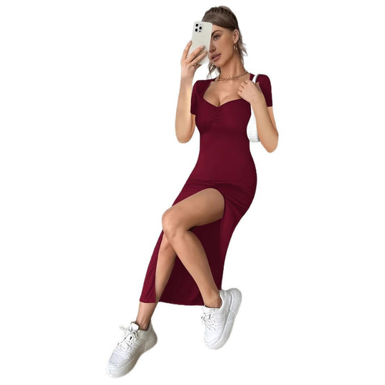 Damen Maxikleid mit hohem Schlitzausschnitt und elegantem Dekolleté EB