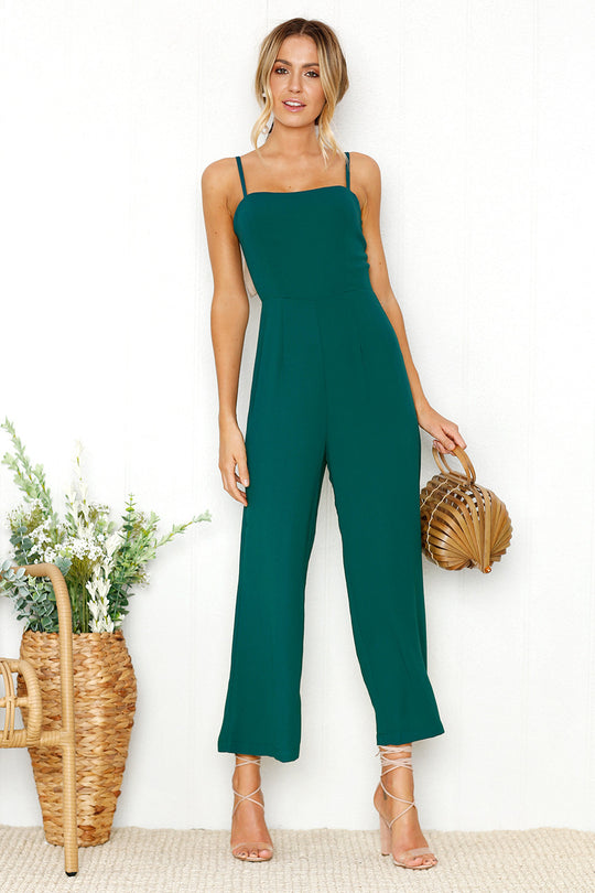 Damen Jumpsuit mit schmalen Trägern und weitem Beinschnitt EB