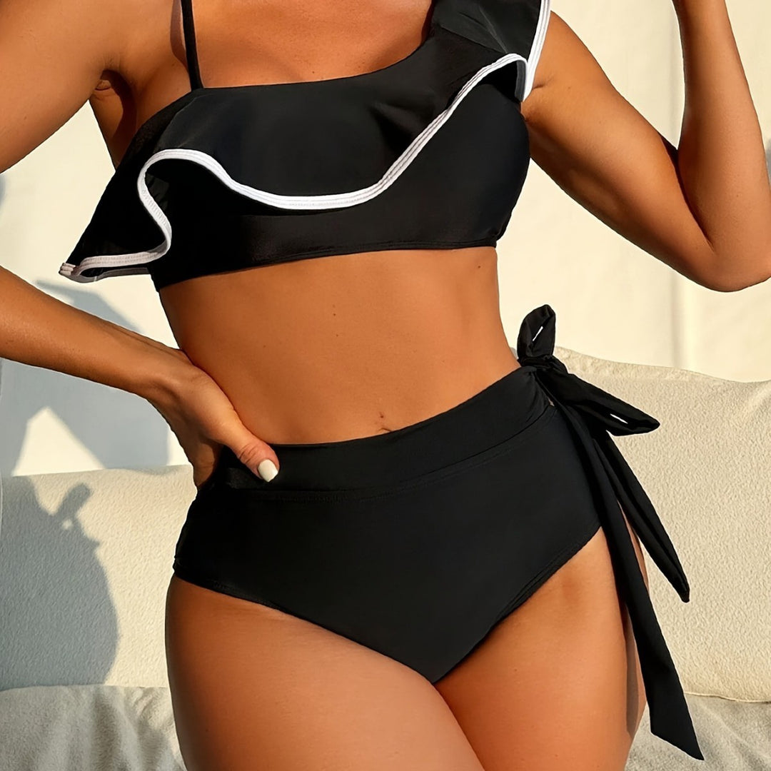 Damen Bikini-Set mit asymmetrischem Oberteil und elegantem U-Bund EB