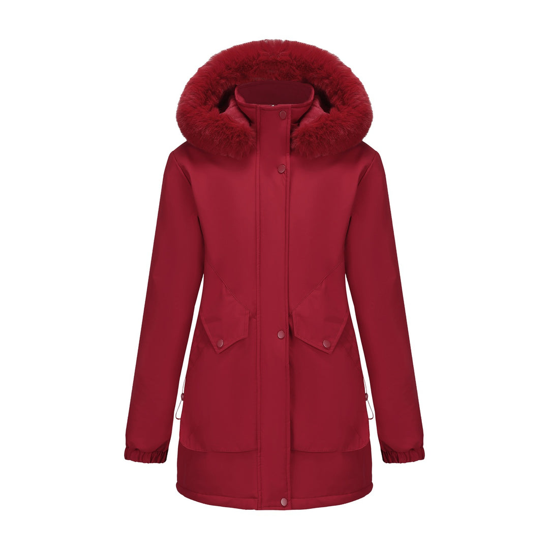 Damen wasserabweisende Parkajacke mit kuscheligem Kunstfellkragen EB