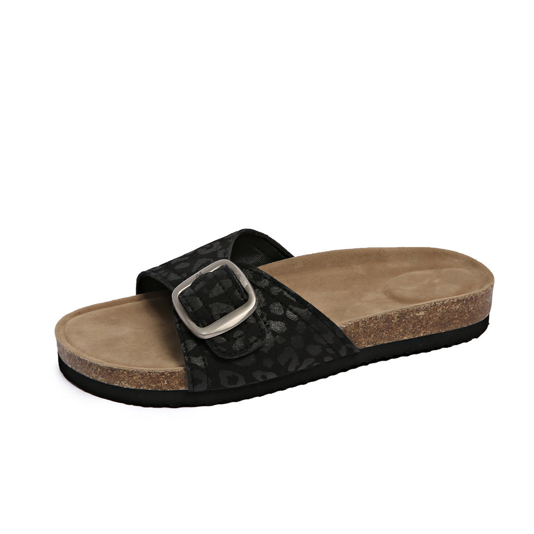 Damen Bequeme Zehentrenner-Sandalen mit modischem Riemchen und anatomischem Fußbett EB