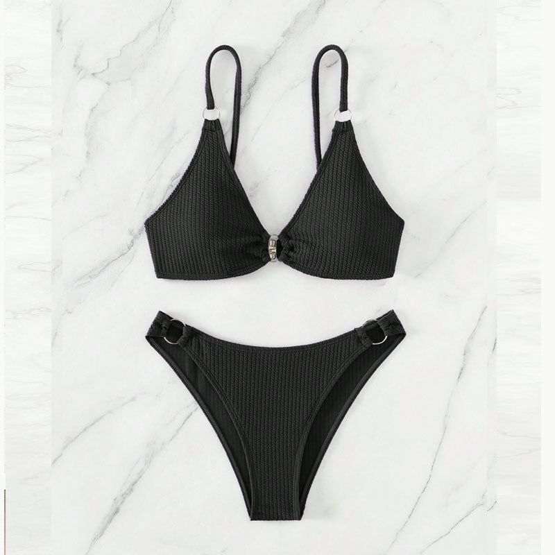 Damen Triangel-Bikini mit Ringverzierungen EB