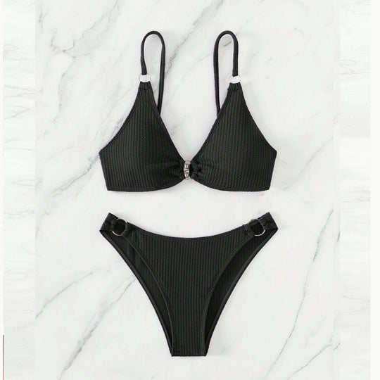 Damen Triangel-Bikini mit Ringverzierungen EB