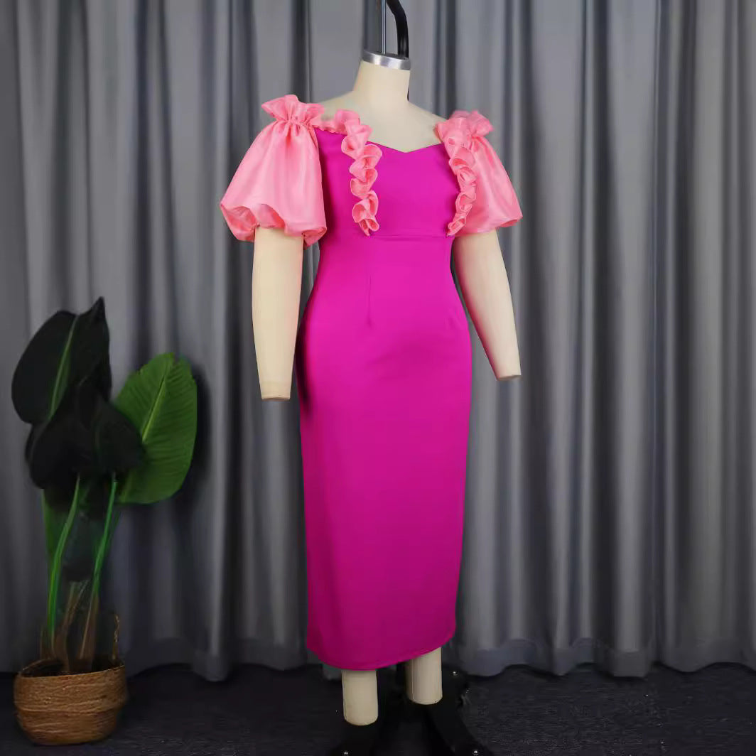 Damen Langkleid mit voluminösen Rüschensäumen EB