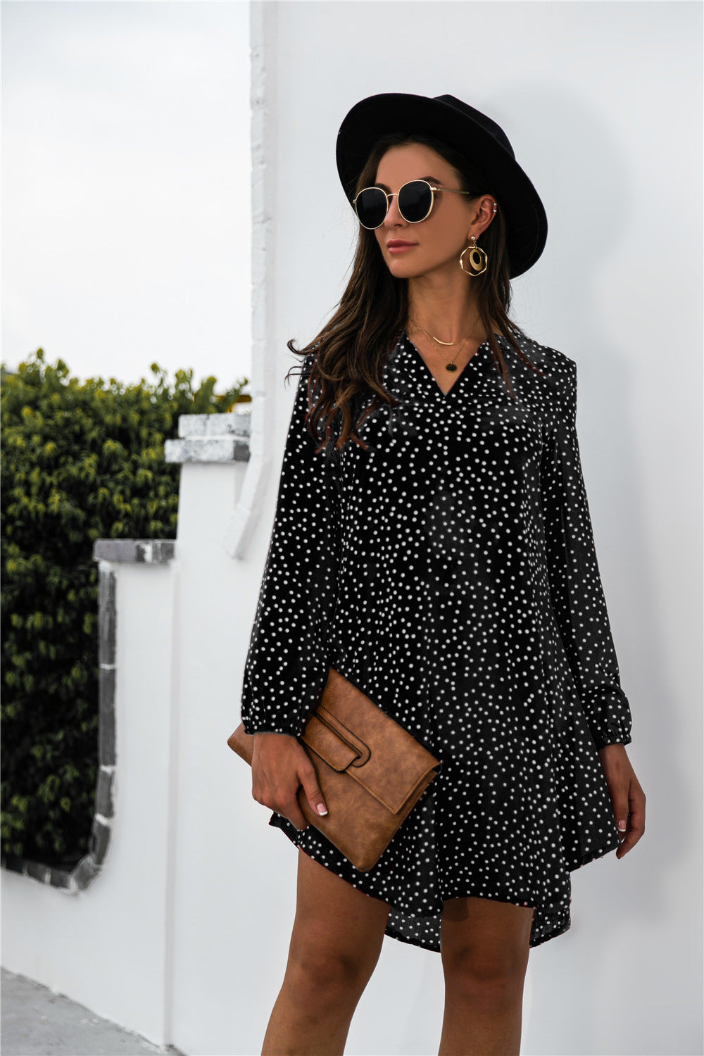 Damen Polka-Dots Kleid EB