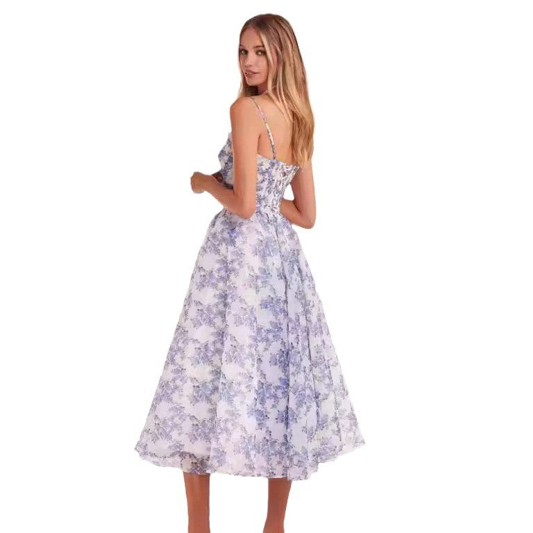 Damen Midi-Kleid mit elegantem Chiffon und floralen Applikationen EB