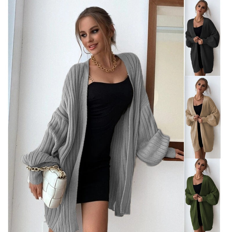 Damen Strickjacke mit oversized Silhouette und trendigem Rippmuster EB