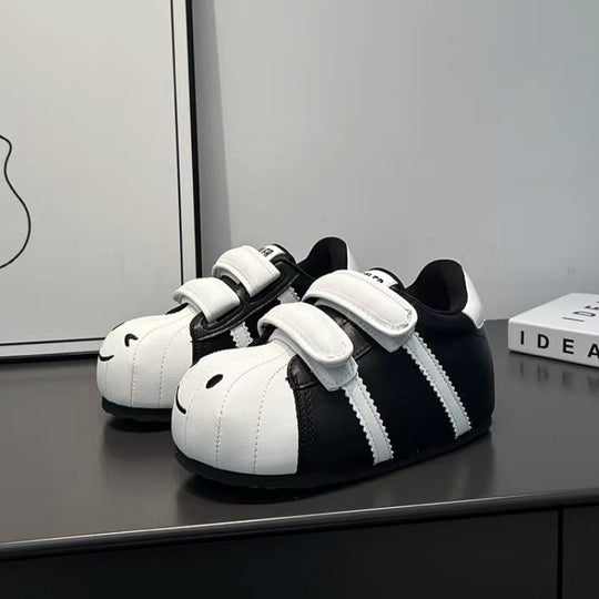 Damen Bequeme Kindersneaker mit niedlichem Tiermotiv und praktischem Klettverschluss EB