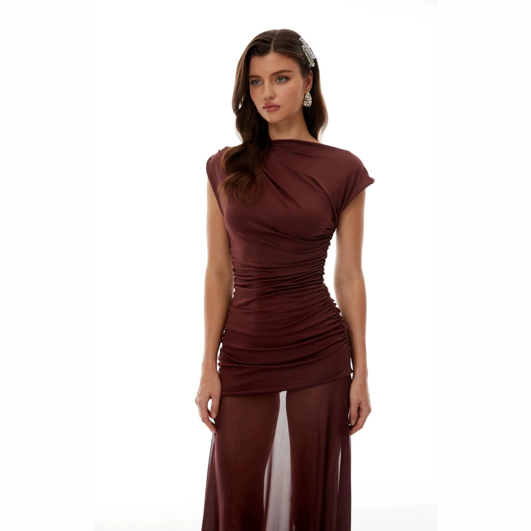 Damen Elegantes Wickelkleid mit Rüschendetails EB
