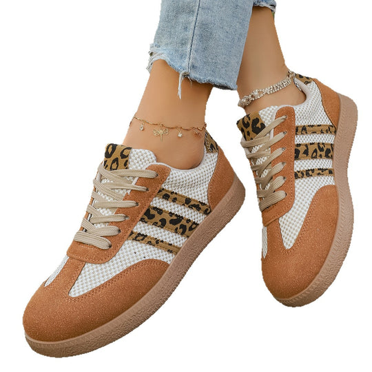Damen Sneakers mit modischem Leopardenmuster und atmungsaktiver Obermaterialstruktur EB
