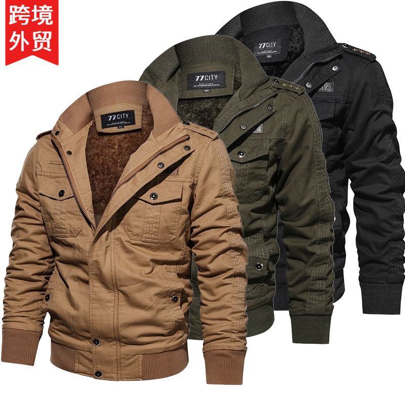 Herren nan militärisch inspiriertes Bomber-Fieldjacke mit Epauletten, verdecktem Reißverschluss und Klappbrusttaschen EB