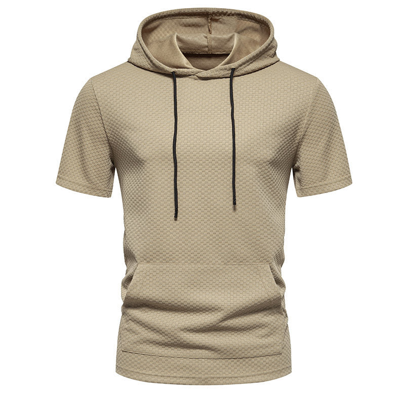 Herren Kurzarmkapuzenpullover mit strukturiertem Design EB
