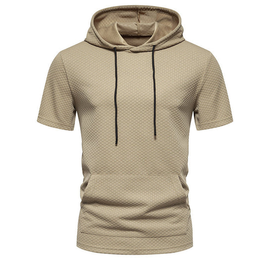 Herren Kurzarmkapuzenpullover mit strukturiertem Design EB