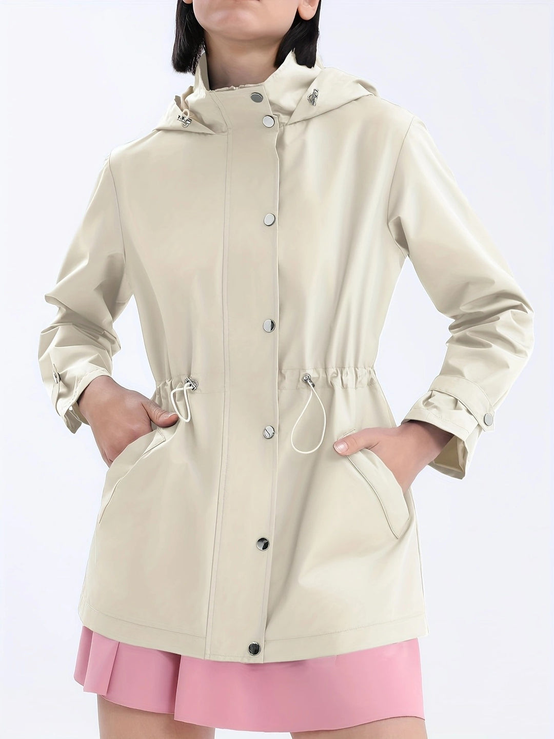 Damen funktionale Übergangsjacke mit verstellbarem Bund und Kapuze EB