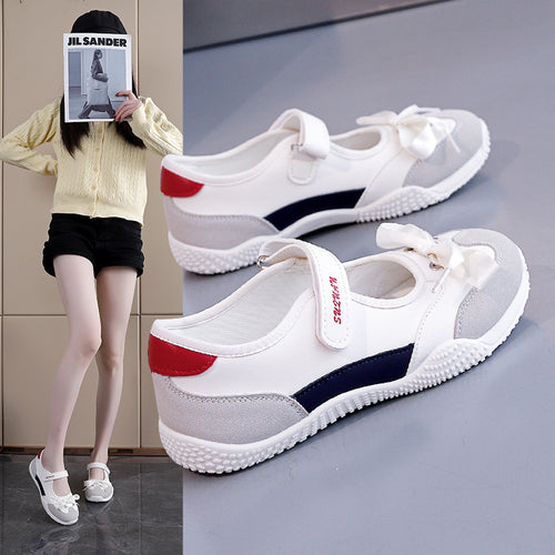 Damen sportliche Ballerinas mit verstellbarem Klettverschluss und bequemer Sohle EB