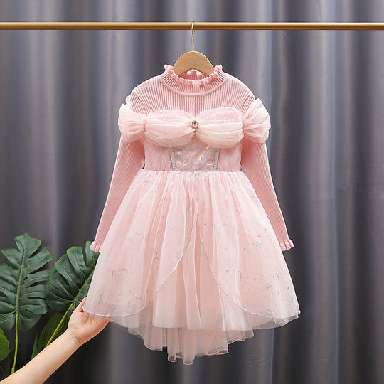Mädchen Prinzessinnenkleid mit Tüllrock und funkelnden Details EB