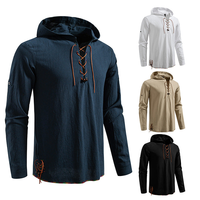 Herren Kaptuzenbluse mit einzigartigem Schnürdesign EB
