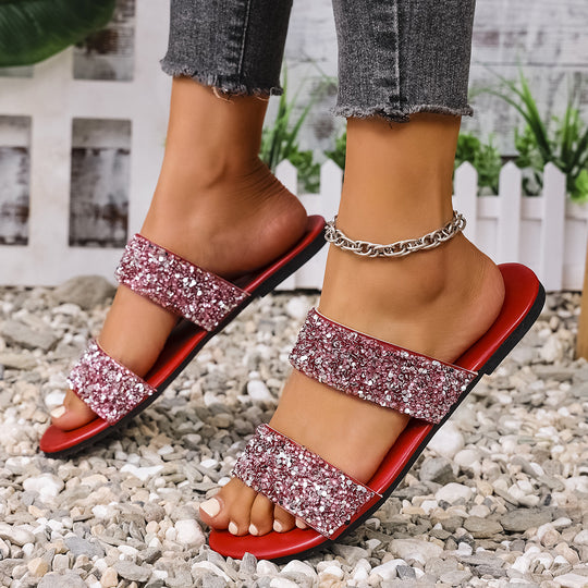 Damen Glamouröse Riemensandalen mit funkelnden Akzenten und weichem Fußbett EB