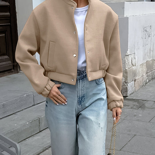Damen sportliche cropped Jacke mit praktischen Taschen und hochwertigem Material EB
