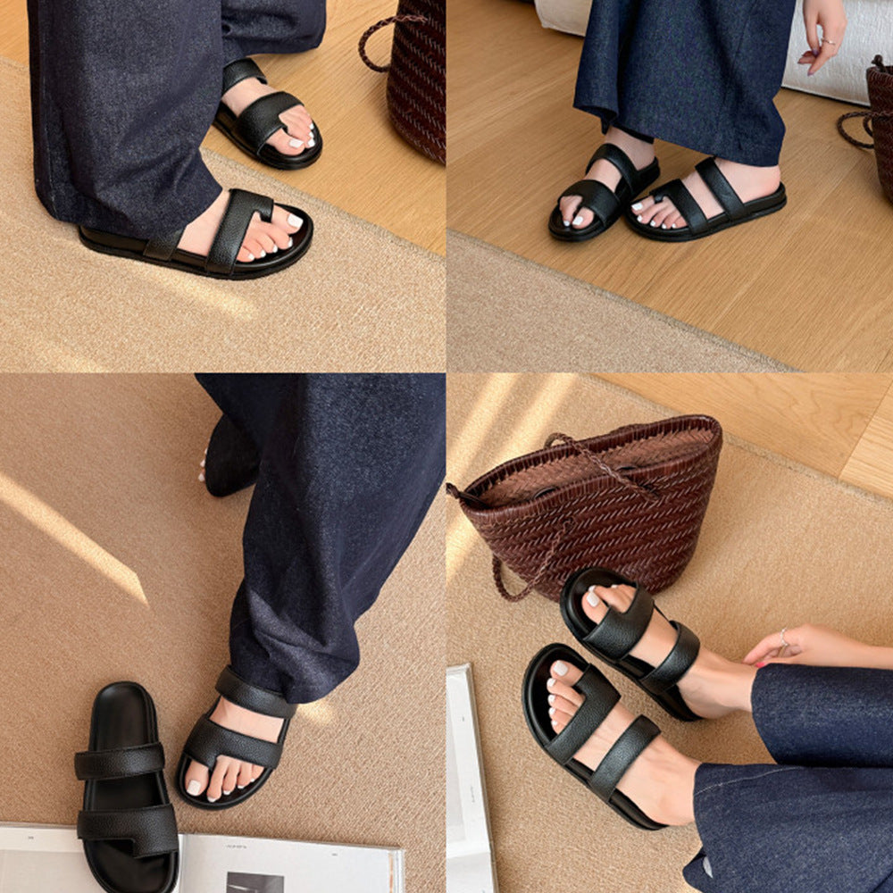 Damen Komfortable und stilvolle Zehensandalen mit breiten Riemen EB