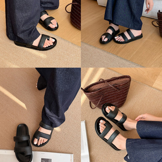 Damen Komfortable und stilvolle Zehensandalen mit breiten Riemen EB