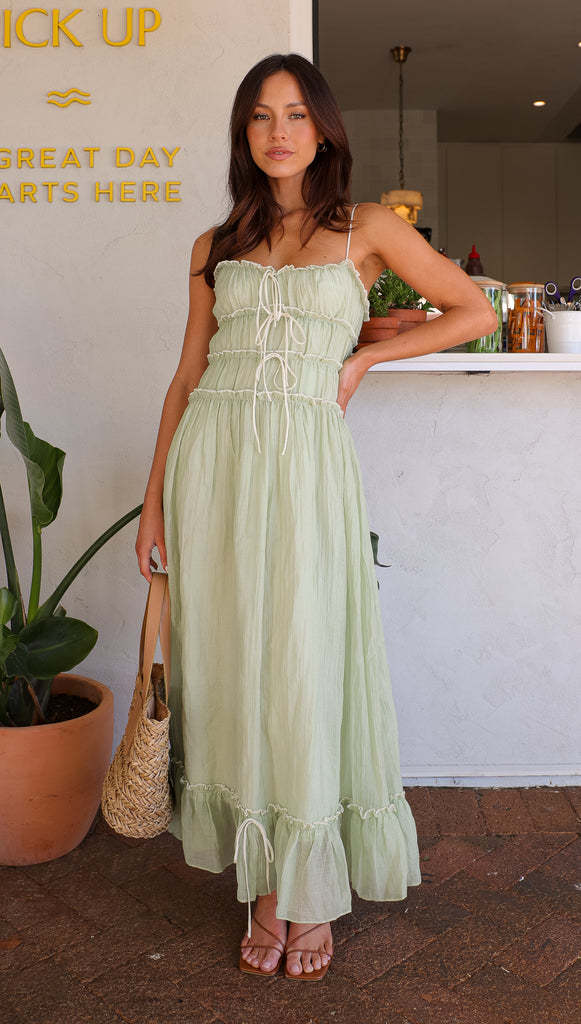 Damen Maxikleid mit Rüschendetails und verstellbaren Trägern EB