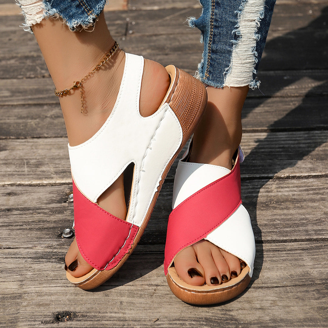 Damen Wedge-Pantoletten mit elegantem Kreuzriemen und rutschfester Sohle EB