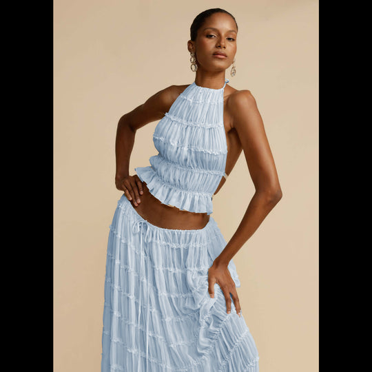 EB | Neckholder Spitzenweste langes Kleid Set