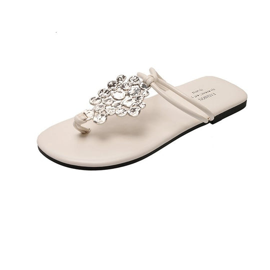 Damen elegante Pantoletten mit funkelndem Schmuckdetail EB