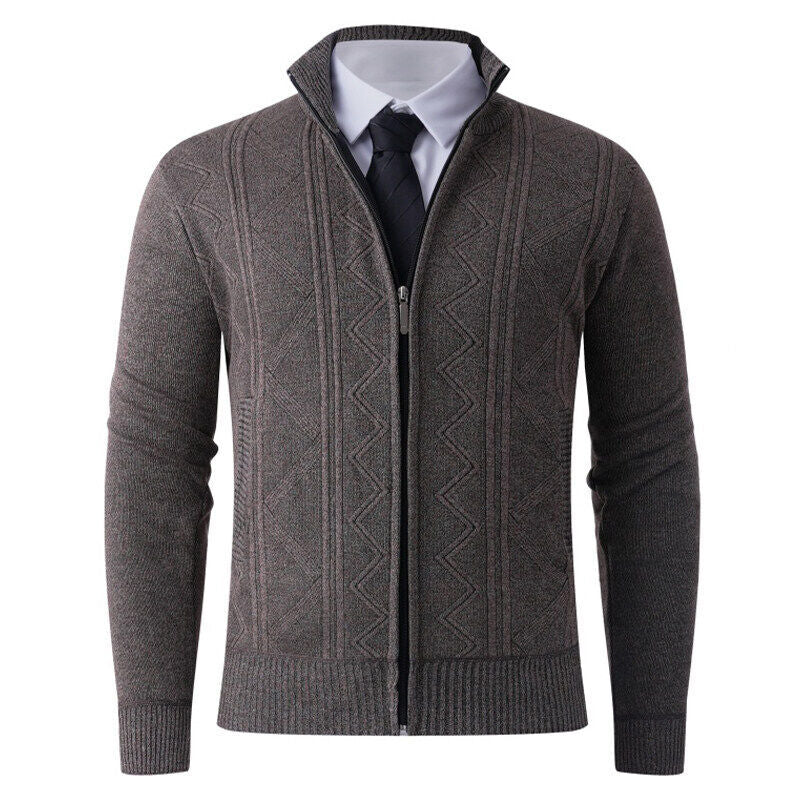 Herren Strickjacke mit modernem Zipper und eleganten Mustern EB