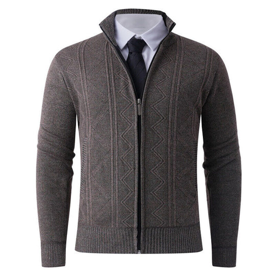 Herren Strickjacke mit modernem Zipper und eleganten Mustern EB